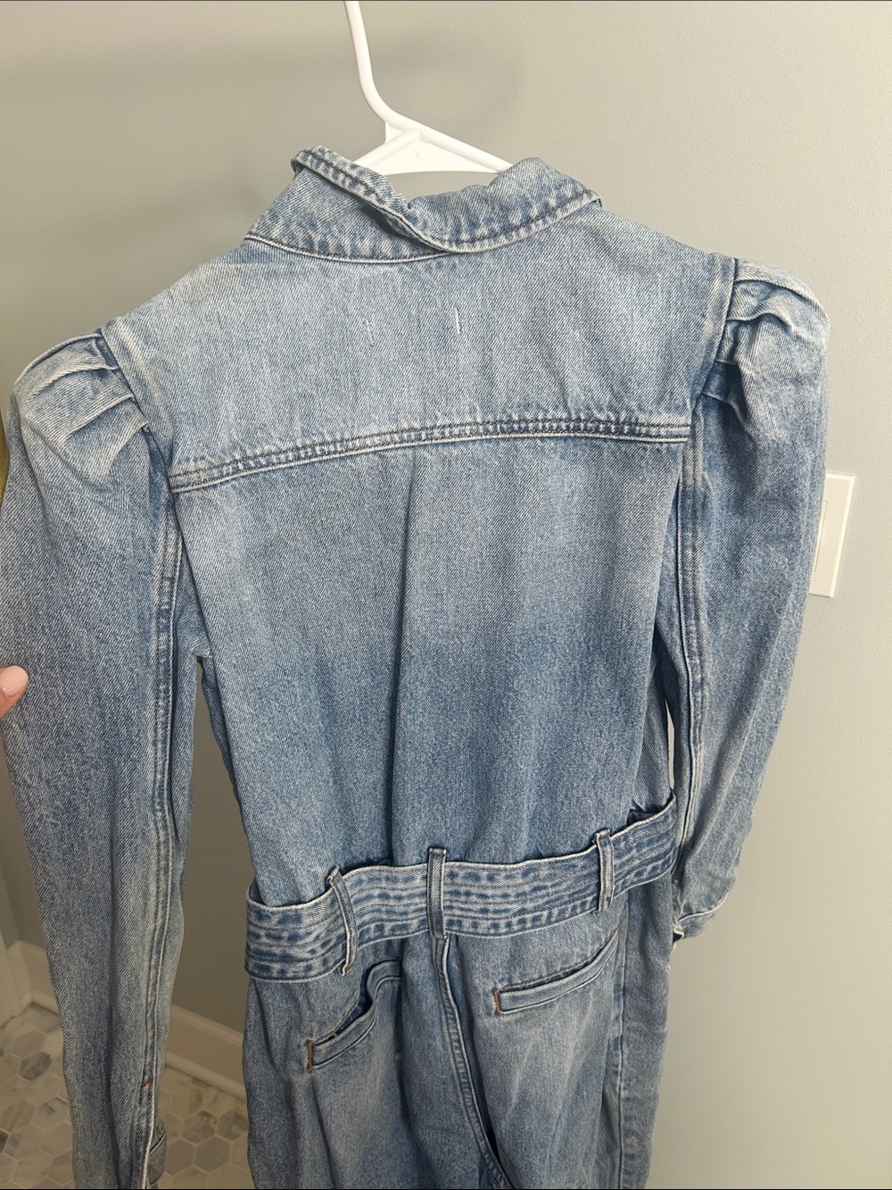 Express Light Blue Denim Jumpsuit - Picture 8 of 9